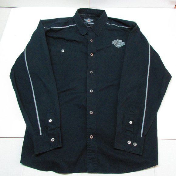 Genuine Harley-Davidson Button Up Shirt Men's Black Long Sleeve Size 2XL - Picture 1 of 6